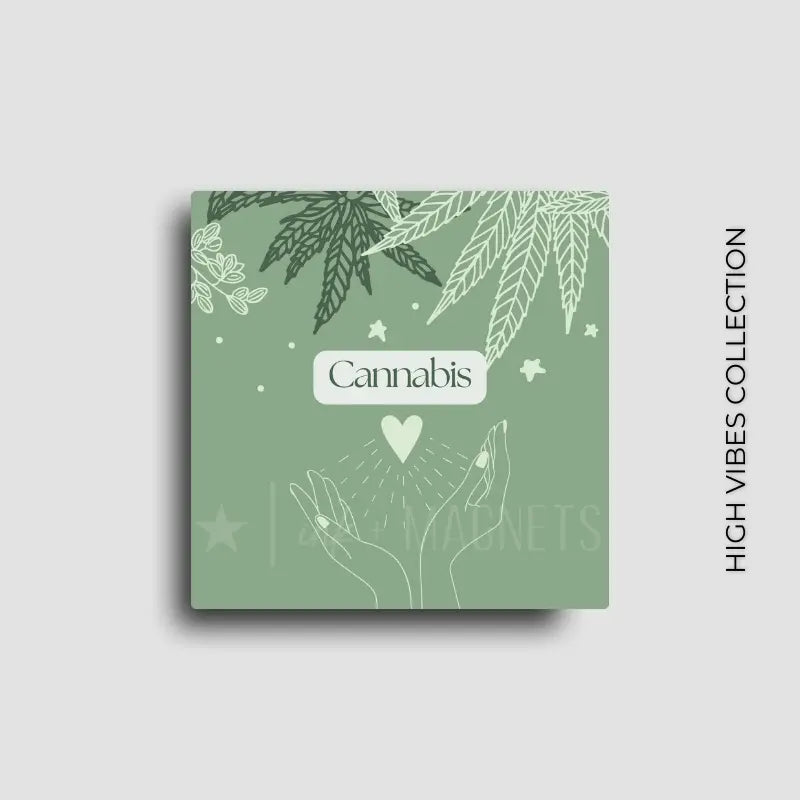 Cannabis love novelty fridge magnet, high vibes collection.