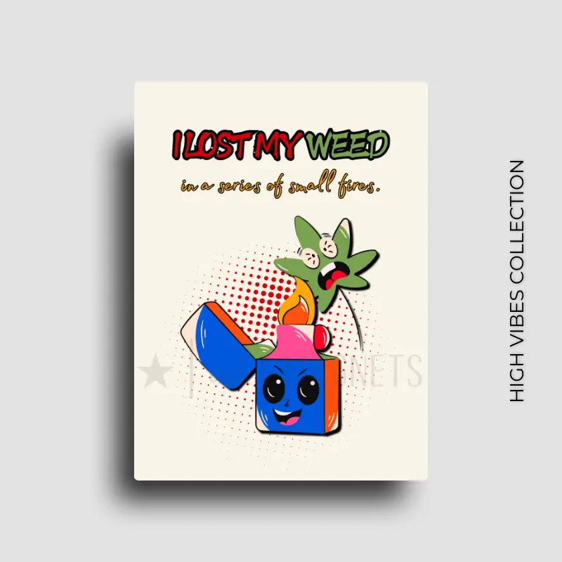 Cannabis culture novelty fridge magnet featuring a funny design. For 420 friendly home decor, gifting or bold retail display for dispensaries. Off white background, bold and bright graphics on a rectangle button magnet.