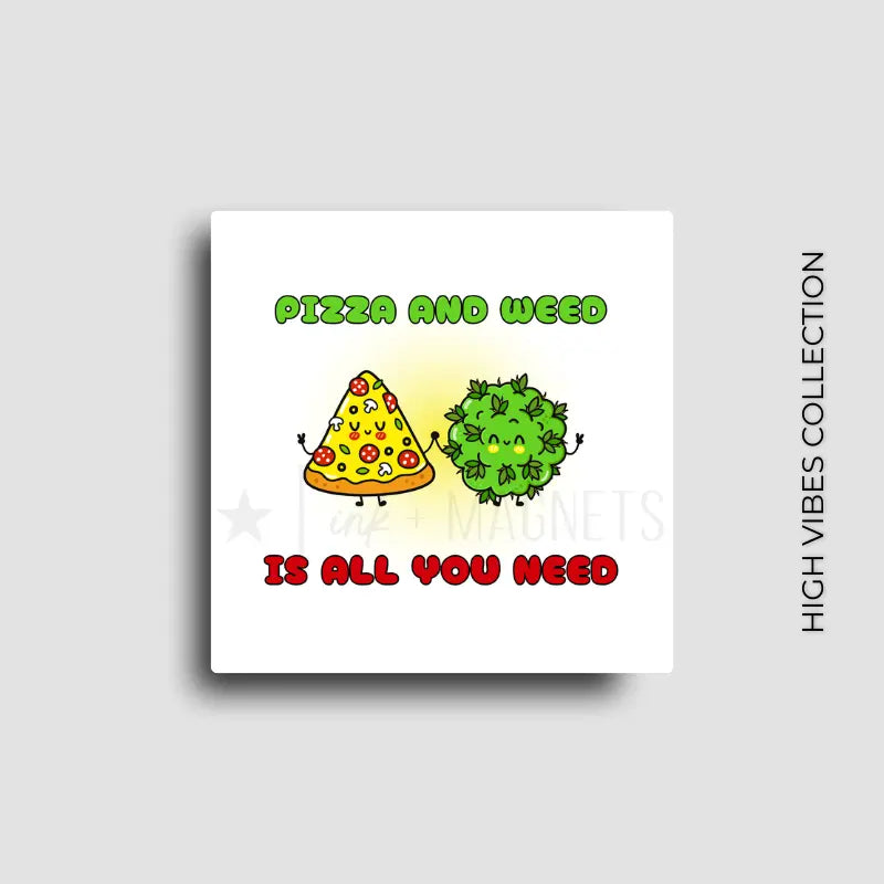 Cannabis culture novelty fridge magnet featuring a funny design. For 420 friendly home decor, gifting or bold retail display for dispensaries. White background, bold and bright graphics on a square button magnet.