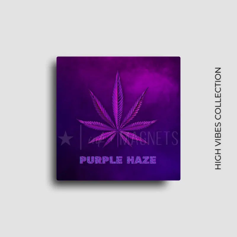Novelty fridge magnet with a purple cannabis leaf gift or POS merchandise.