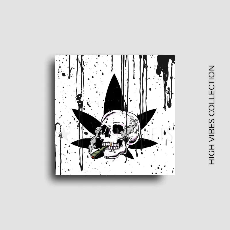 Smoking skull, cannabis culture novelty fridge magnet.