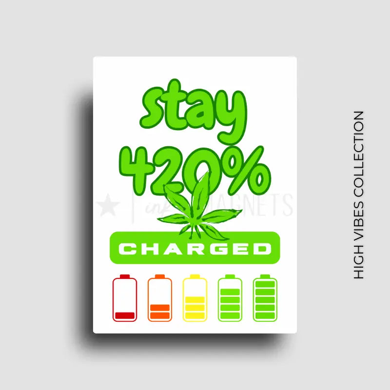 Cannabis culture novelty fridge magnet featuring a funny design. For 420 friendly home decor, gifting or bold retail display for dispensaries. White background, bold and bright graphics with weed leaf on a rectangle button magnet.