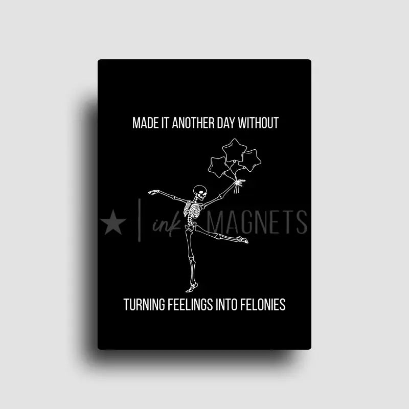 Feelings into Felonies Magnet | Dark Humor Novelty Fridge Magnet