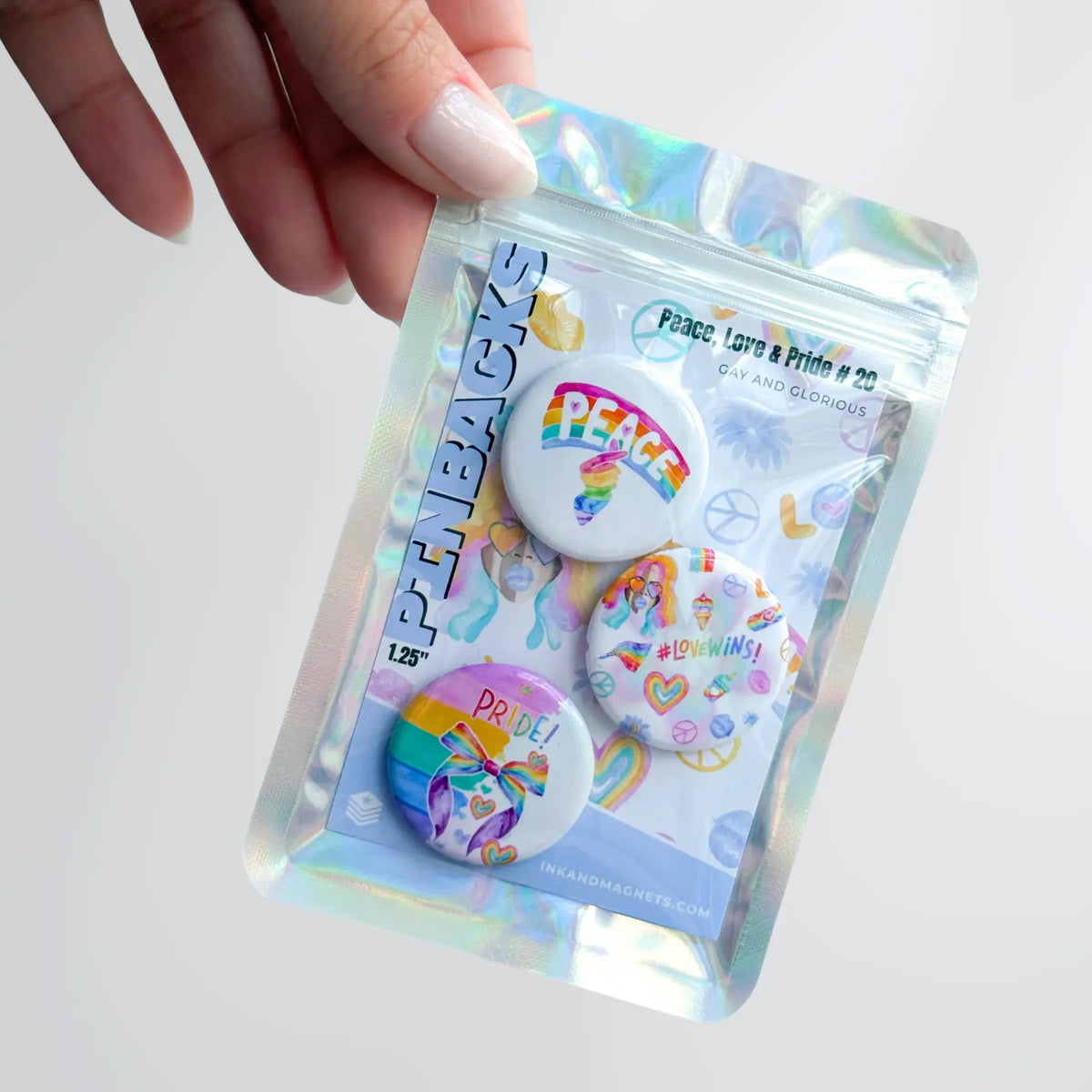 Peace & Love Pride Button Pack #20 [Gay and Glorious]