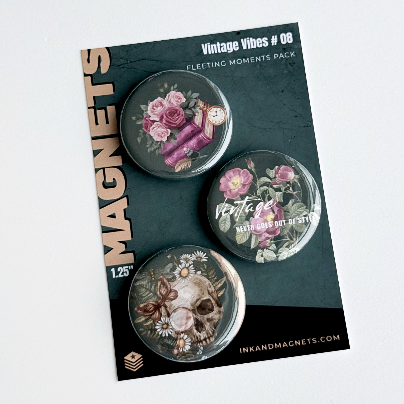 3 piece magnet pack with vintage vibes. Our fleeting moments pack reminds us that Vintage never goes out of style.