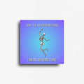 Novelty fridge magnet designed by ink and magnets featuring a dancing skull and text that reads, "I don't just say awkward things, I am and awkward thing." Relatable meme magnet gift on square magnet.