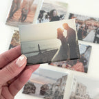 Beach wedding custom photo magnet for fridge as a romantic memory gift display.