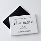 button magnet front and back display of quality by ink and magnets—custom photo, branded, and novelty magnets. Live life magnetically.