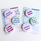Set of motivational button magnets with pastel checkered designs. Inspo packs 1 and 2 proudly made in the USA by ink and magnets.