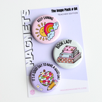 Cute button magnet set in a teachers edition inspirational message pack. Great for magnetic classroom boards or teacher appreciation gifts.