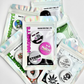 Collection of cannabis button magnet packs featuring 420 themed novelty designs, displayed in retail packaging as assorted fridge magnet sets.