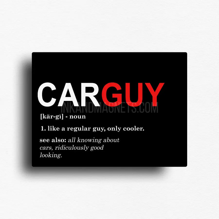 Novelty fridge magnet for car guys and gear heads. Magnetic gift for him, and available for wholesale. Perfect for shops, garages, and toolboxes.