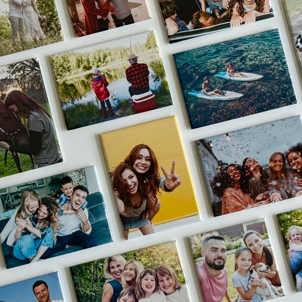 custom photo magnets of families making memories and having fun. Special keepsakes and souvenirs for gifting or event favors.