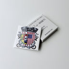 Custom printed square magnet featuring a local motorcycle club logo with an American Portuguese flag emblem, perfect for branded merch or promotional gifts. 