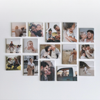 Custom fridge photo magnet collage by Ink and Magnets. Gallery style decor featuring families, pets, and memories as lasting keepsakes and souvenirs.