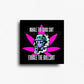 Inhale the good exhale the negativity cannabis novelty magnet with hot pink marijuana leaf and alien illustration