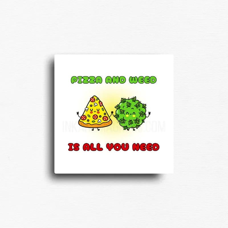 Cannabis culture novelty fridge magnet featuring a funny design. For 420 friendly home decor, gifting or bold retail display for dispensaries. White background, bold and bright graphics on a square button magnet.