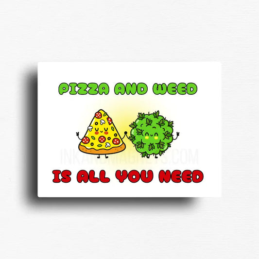 Cannabis culture novelty fridge magnet featuring a funny design. For 420 friendly home decor, gifting or bold retail display for dispensaries. White background, bold and bright graphics on a rectangle button magnet.