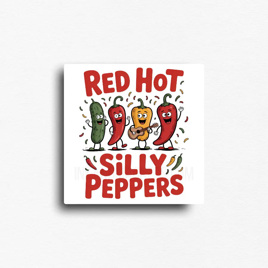 Cartoon silly peppers novelty fridge magnet gift. For people who know that music keeps the party going. 