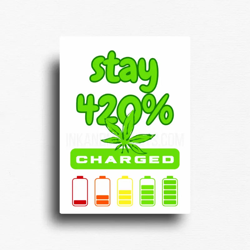 Cannabis culture novelty fridge magnet featuring a funny design. For 420 friendly home decor, gifting or bold retail display for dispensaries. White background, bold and bright graphics with weed leaf on a rectangle button magnet.