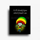 Cannabis culture magnet with cartoon character in rastafarian colors on black background, rectangle fridge magnet