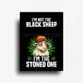 Cannabis culture novelty fridge magnet of a stoned sheep. Relatable 420 friendly gifts or for dispensary POS. 